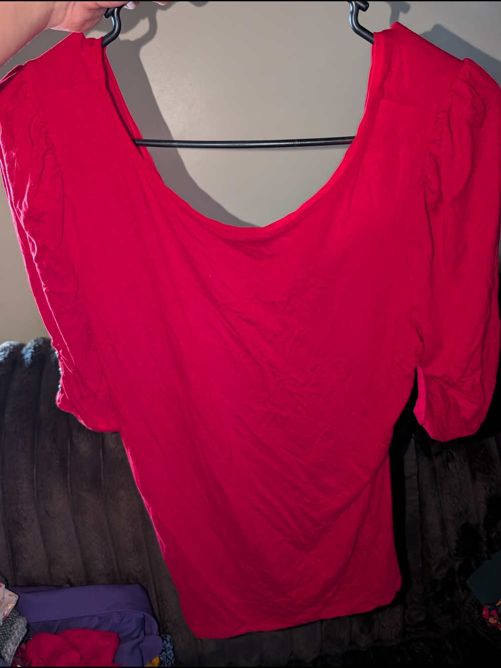 White House Black Market Red Scoop Neck Top